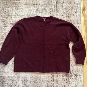 Vince Camuto Deep Red V-Neck Sweater